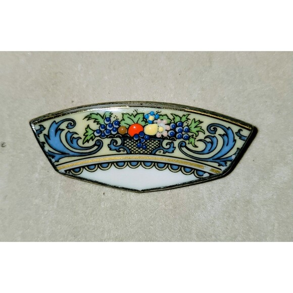 RARE 1980's 2.5 " LENOX CHINA AUTUMN PATTERN OVAL PIN HAND CRAFTED - Picture 1 of 4